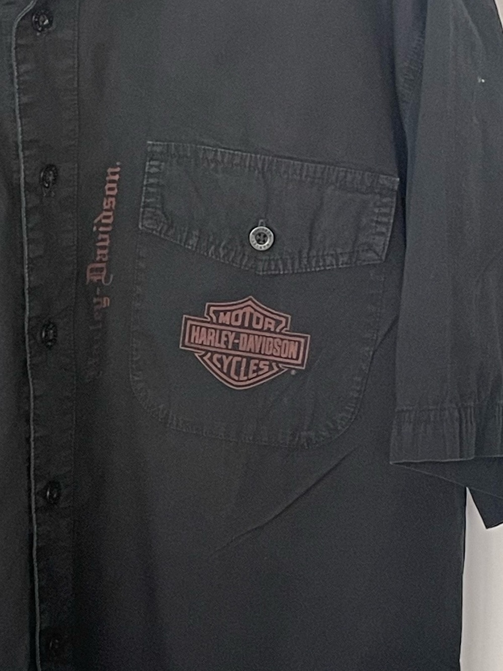 Harley-Davidson Motorcycles Black Freedom Liberty short sleeve work shirt Large - Picture 6 of 16